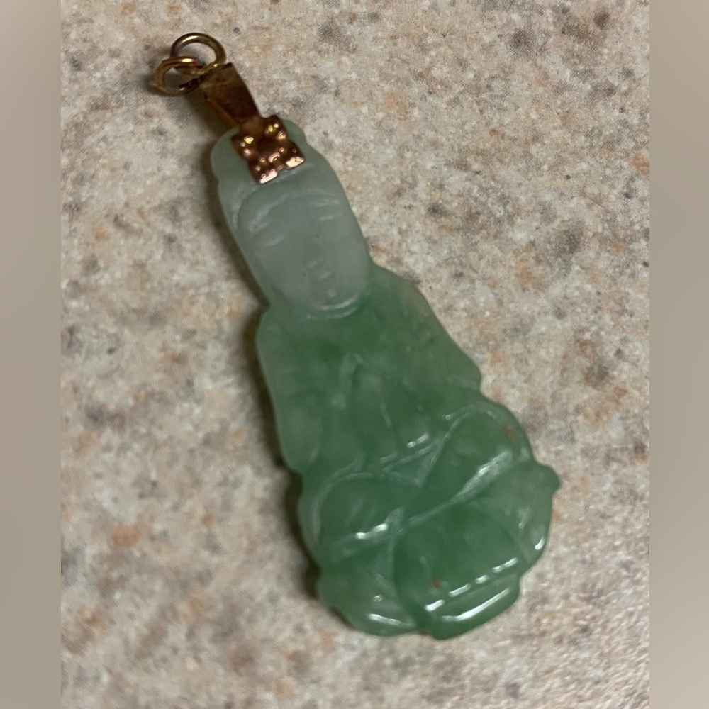 Vintage Green Jade / Jadeite Buddha Pendant | Spiritual Protection Amulet - Picture 4 of 6
